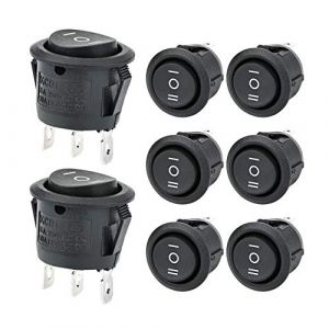 APIELE Lot de 8 interrupteurs à bascule, 3 positions ON-OFF-ON avec SPDT 3 broches, 250 V 6 A, interrupteur à bascule pour maisons, industrie, bricolage KCD1-5-103 - Interrupteur rond (API ELE CO LTD, neuf)