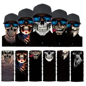 Freesom Lot de 6 Cache Cou Col Visage Couvre-Chef Modo Ete Bandana Tube Homme Tete de Mort Crane Cagoule Tour de Cou Elastique Respirant Anti-solaire Sport Velo Vintage Cadeau Pas Cher (Cabrianne, neuf)