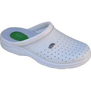 Sanital Light - SABOT POUR HOMME EN CUIR - 1750 avec UN AMORTISSEUR EN GEL SUR TALON ET SEMELLE INTéRIEURE ANTI-SHOCK - BLANC 41 (Popshoe, neuf)