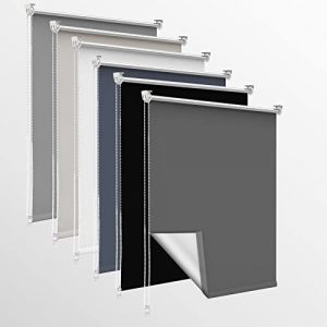 Homland Store Occultant sans Per&ccedil;age, 40l x 210L cm (Largeur du Tissu 35cm) Rideaux Occultant avec Rev&ecirc;tement d'argent, Isolation Thermique, Installation Simple, pour Chambre, Salon, Gris Fonc&eacute; (TimeLessA, neuf)