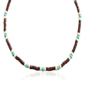 LEEQ Collier Perle pour Homme - Surfeur Collier avec des Perles de Noix de Coco, Bijoux de Plage Faits à la Main Hommes Surfer chaîne en Bois Perles imperméable à l'eau (LEEEU, neuf)