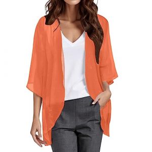 Gilet Blanc Femme, Fin Court Veste Cardigan Mariage Leger Ete Commandes en Cours, Bombers Femmes, Veste Ceremonie, Top Manches Longues Couleur Unie Long Manteaux (ChaoWenMao, neuf)