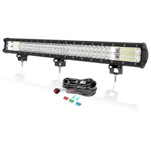 PICAA 72cm 28 Pouces 396W Barre Lumineuse LED 4x4 avec Faisceau de Câblage Kit, 12V 24V Lampe de Travail LED 6000K Blanc Imperméable pour Voiture Camion Offroad SUV Tracteur ATV (Yuanpin-EU, neuf)