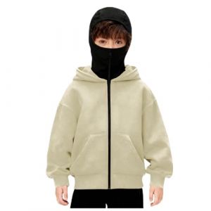 Veste Cagoule Enfant Gar&ccedil;ons Filles Pull Cagoule avec Masque Balaclava Zip Hoodie Sweat &agrave; Capuche Anti-Vent D&eacute;contract&eacute; Blouson Automne et Hiver Chaud pour Sports de Plein Air V&eacute;lo Manteau (♛. ThriVE (✈5-10 jours d&eacute;lai de livraison✈), neuf)