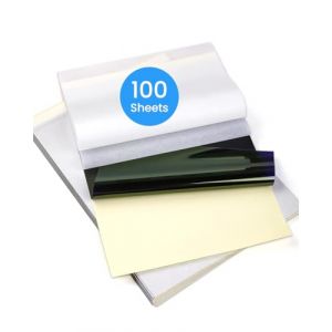 Phomemo M08F Papier Transfert Tatouage, Papier Pochoir Thermique pour Tatouage, Compatible Avec M08F TP81 TP83 TP88 A886 A887 Thermocopieur Tatouage, Format A4 8.27" x 11.69"(210x297mm), 100 Feuilles (Phomemo YQ, neuf)