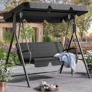 YITAHOME Balancelle de Jardin 3 Places, 170 x 110 x 153 cm, avec Auvent Réglable et Coussin Amovible, Charge 270 kg, Balancelle pour Terrasse, Piscine, Porche (Yitafamily, neuf)