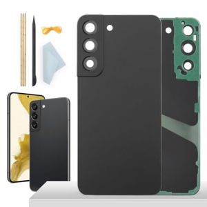 YHX-OU Noir Couvercle de Batterie pour Samsung Galaxy S22 5G Coque arrière de Batterie de Rechange, Cache Batterie avec Lentille de Caméra pour Galaxy S22 5G + Outils (YHX-OU, neuf)
