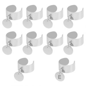 UNICRAFTALE 10 pcs Bague Breloques Acier Inoxydable Bague pour Femme Bague Breloque Ronde Bague Réglables avec Breloques Rondes Bague Ouverte Bijoux Bague pour Cadeaux de Noël et du Nouvel An (ENBISI EU, neuf)
