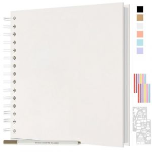 JAECU Album Photo Spirale Scrapbook 21x21cm, DIY Scrapbooking Album 40 Pages, Livre D'or pour Voyage Mariage Anniversaire Cadeaux pour Bebe Enfant Couple (Blanc) (JAECU-EU, neuf)