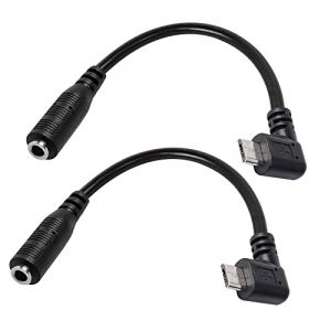 MEIRIYFA Lot de 2 C&acirc;bles Audio Micro USB vers Auxiliaire 3,5 mm, Adaptateur Femelle 0,3 cm vers Micro USB 5 Broches M&acirc;le &agrave; Angle Droit pour Casque Actif Micro - 15 cm (shenzhenshi mili dianzi keji, neuf)