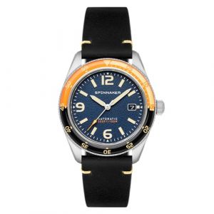 Spinnaker pour Homme 43 mm Fleuss Automatique Montre avec Bracelet en Cuir v&eacute;ritable SP-5055, Sunset Orange, Sangle (Mainspring Boutique, neuf)