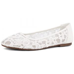 Greatonu Le Plat de Ballerine de Mariage Blanc Confortable des Femmes Comodida Taille 38 EU,Blanc (Maggie Shoes, neuf)