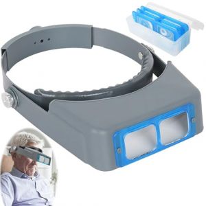 SQAQS Lunettes loupe, Loupe Mains Libres avec 10 Lentille Interchangeable, Loupe Serre-tête pour Travaux Rapprochés, Lecture, Bijoux, Travaux Manuels, Couture, Réparation(1.5X, 2X, 2.5, 3.5) (SQAQS, neuf)