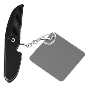 WOFASHPURET Peigne Pliable &agrave; Dents Fines avec Miroir Carr&eacute; pour Hommes Petit Peigne de Poche Multifonction Robuste et Facile &agrave; Transporter (Leiyun, neuf)