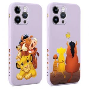 2 Pi&egrave;ces Coque pour Apple iPhone 16 Pro 6.3", &Eacute;tui avec Cartoon Anime Lion Animaux Kawaii Motif Dessin Mignon Case Souple TPU Silicone Housse T&eacute;l&eacute;phone Antichoc en Souple Fille Cover, Cartoon (Mahood GO Floral LTD, neuf)