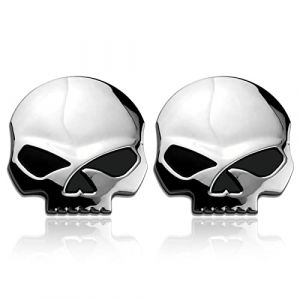 3D Skull Auto et Autres V&eacute;hicules M&eacute;tal Stickers 2 pi&egrave;ces, Embl&egrave;me de Cr&acirc;ne Accessoires Autocollant Voiture de Style D&eacute;calcomanies (7 * 6.8cm) (Cheerful Picks, neuf)