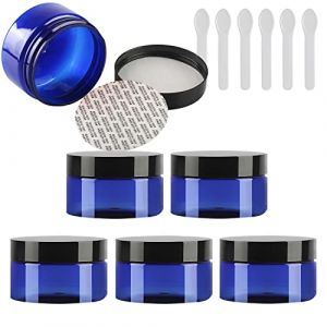 TIANZD 6 Pi&egrave;ces Vides Petit 100 ml Bleu Cosm&eacute;tique Pot en Plastique avec Couvercle Noir 100 g Pots de Cosm&eacute;tique Cr&egrave;me de Bouteille Contenant avec 6x Spatules (BEAUTYVALLEYEU, neuf)