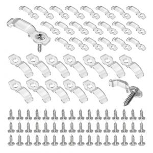 Lot de 100 clips de fixation pour bande LED - 10 mm - 12 mm - Clips de fixation pour bande LED - 10 mm, 12 mm - Vis incluses (Lihetymg, neuf)