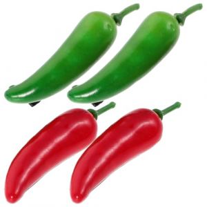 Gatuida Lot de 4 Pinces &agrave; Cheveux Alligator Piment&eacute;es, Mini Barrettes en Plastique et R&eacute;sine, D&eacute;coration Capillaire Piment pour Femmes, Coiffure Piment&eacute;e Originale, Accessoires Mignons (Queenie ruy, neuf)