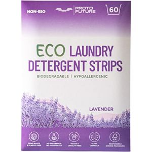 Proto Future Feuilles de Détergent à Lessive Écologique - (60 charges) Biodégradable, Hypoallergénique, Zéro Déchet, Sans Plastique - Sans enzymes, Formule à Base de Plantes (Lavande) (Proto Future, neuf)