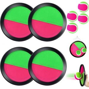 YOUYIKE Raquette de Plage, Balle Raquette Scratch Jeux, 4 Pagaies et 4 Balles, Jeu de Plage Enfant, pour 1 2 3 5 4 6 7 8 9 10 11 Ans Fille Garcon Adulte Jardin Ext&eacute;rieur Piscine Plage (YUANXIASM, neuf)