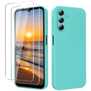 YXKJ - Coque pour Samsung Galaxy A26 5G, avec 2 Verre trempé Protection écran, Housse de Protection en Silicone Souple, Etui Toucher de Peau Fin et Liquide - Nouveau Bleu Glacier (Yixinkeji, neuf)