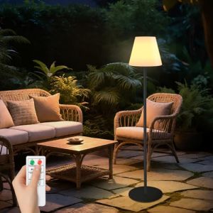 uuffoo Lampadaire solaire d'ext&eacute;rieur &agrave; intensit&eacute; variable - Lampadaire LED sur batterie USB sans fil - Hauteur r&eacute;glable - RVB et blanc chaud - Avec t&eacute;l&eacute;commande - Pour jardin, terrasse - 150 cm (MALXX, neuf)