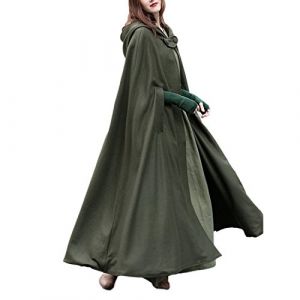 Femme Hiver Automne &Eacute;l&eacute;gant Couleur Unie Longue Cape &agrave; Capuche Poncho Veste Blouson Manteau Tops Longue Robes Chaude - Arm&eacute;e verte - Taille X-Large (JL TECHONLOGY COMPANY, neuf)