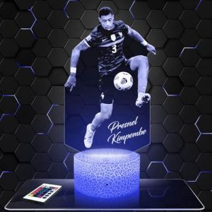 Lampe de chevet, Veilleuse Tactile P. Kimpembe Joueur de foot Sport Lampe 3D LED illusion, Idée cadeau Noël anniversaire garçon et fille Lampe de nuit chambre d'enfant ou adulte (Lampephoto-fr, neuf)