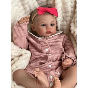 BNNPUU Poupée Reborn Fille Reborn Bébé Corps en Tissu Doux comme Un Vrai bébé Poupées de 18 Pouces Faites à la Main Reborn Baby Doll Yeux Ouverts Vrai Poupon (HUAPUDA, neuf)