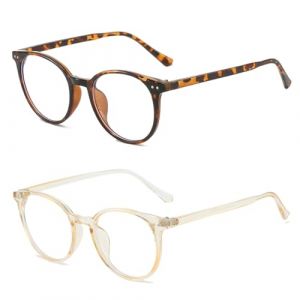 Lunettes Anti Lumi&egrave;re Bleue Femme et Homme, Fausse Lunettes Sans Correction Lumiere Bleue Vintage R&eacute;tro Ultra L&eacute;ger Cadre Ronde Repos Verres Transparent pour Jeux Ordinateur et Quotidienne Costume (Dailiankeji, neuf)