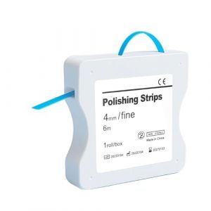 Papier abrasif dentaire - Bandes abrasives - Taille rugueuse - 60 &mu;m - Taille des grains - Largeur 4 mm - 6 m/rouleau/bo&icirc;te - Outil de pon&ccedil;age interdentaire en r&eacute;sine (bleu) (HongHuaDaHui, neuf)