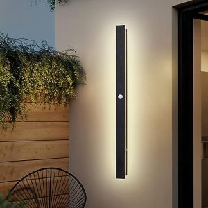 WRMING Lampe Murale Exterieur Terrasse avec Detecteur de Mouvement Longue Applique Murale &agrave; LED Interieur Noir Lampe de Mur pour Jardin Garage Blanc Chaud (150cm 45W) (WRMING-FR, neuf)