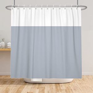 SDOTPMT 180x243cm Gris Blanc Bicolore Rideau de Douche Classique Traditionnel Rideau de Bain Minimaliste Thème Rideau de Baignoire pour Salle de Bain avec Crochets (SDOTPMT, neuf)