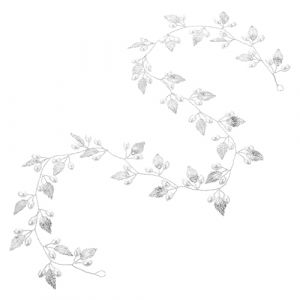 DECOMELODY Vigne De Cheveux De Mari&eacute;e Argent&eacute;e Longue, Accessoire De Cheveux Mariage, Feuille De Vigne Capillaire, Bijou Perl&eacute;, C&eacute;r&eacute;monie Femme, F&ecirc;te Formelle (FINNG, neuf)