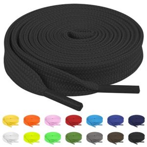 TBOC Lacets Ruban Plats [Noire] Lacet Plat [90 cm] Chaussures Baskets Patin Sport | Compatible avec Chaussure Converse Nike Air Force Adidas Stan Smith Puma Timberland Vans pour Enfant Adulte (THE BIG OUTLET COMPANY, neuf)