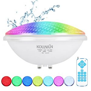 KOLLNIUN Eclairage Piscine LED, Projecteur Piscine 12V AC/DC IP68 Lampe Piscine, 72W Lumiere RGB Eclairage Piscine Submersible LED, étang d'éclairage, éclairage de Tourbillon Lumieres Piscine (Amris, neuf)