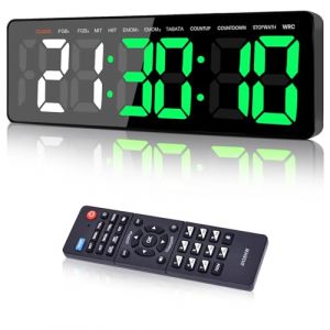 Manoive Timer Sport Minuteur Fitness,16.5" Timer,Horloge, Chronom&egrave;tre, Minuteur Fitness Mural, Horloge avec T&eacute;l&eacute;commande, Volume&Luminosit&eacute; R&eacute;glable,pour Home Gym Garage Entra&icirc;nement (Klamm, neuf)