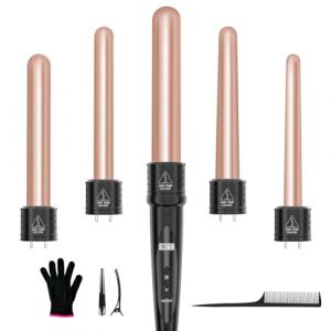 VIYSPNV Fer à Boucler Électrique 5 en 1 en Céramique Chauffage Rapide avec Écran LCD Température Réglable Boucleurs Polyvalents de 9-32mm et Gant de Protection pour Grandes & Petites Boucles (DOUBLE CHOW LIMITED, neuf)