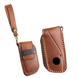 ontto Étui de protection en cuir pour clé de voiture - Porte-clés - Convient pour BMW X1 U11 2 U06 X7 G07 IX1 XM X5 G05 M5 7er 735li ix40 ix50 2023 2024 - Accessoires 4 boutons - Marron (Ontto, neuf)