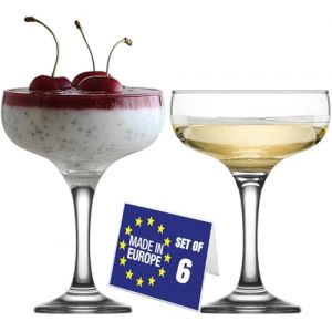 NORDIC SCHILLER Verres &agrave; Champagne Coup&eacute;, Lot de 6, 235ml 100% SANS PLOMB Verre Cocktail, Verre Martini, Margarita; Verres Coupes &agrave; Champagne, Coupes &agrave; Cocktails, Lavables au Lave-vaisselle (HAFENX, neuf)