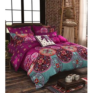 Michorinee Housse de Couette 240 x 260 Motif Indien Mandala Parure de Lit Bohème - Linge de Lit Exotique 2 Personnes Adulte avec Fermeture Éclair, 2 Taies d'oreiller 65x65 cm (AShanlan, neuf)