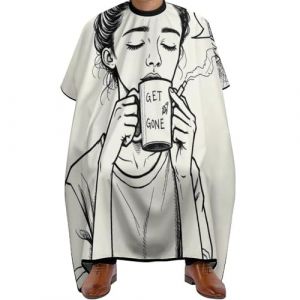 Cape de Coupe de Cheveux Art gothique de fille ennuyeuse, Unisexe Tablier de Barbier Antistatique Cape de Cheveux pour Coiffeurs Couper 140X168cm (guangzhouchengzemaoyizhongxingerenduzi, neuf)