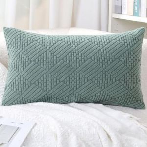 ZZDZW Taie Oreiller 50 X 70,Lot De 2 Taie d'oreiller 40x70 Housse De Coussin 30x50 De Canap&eacute; Rectangulaire Extensible Velours C&ocirc;tel&eacute; D&eacute;coratif Luxe Style pour Canap&eacute;(Bean Green,35x65 cm(1pc)) (Pooneeliff, neuf)