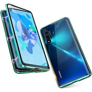 SIMao Coque pour Huawei Nova 5T/ Honor 20 Cover Magn&eacute;tique Adsorption M&eacute;tal Bumper Frame Flip Case 360 Degr&eacute;s Protection &Eacute;tui Ultra Mince Housse Transparent Avant et Arri&egrave;re Verre Tremp&eacute; Cover,Vert (SIMao, neuf)
