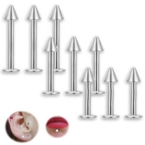 COYUN 9 Pièces Cartilage Tragus Helix Boucles d'oreilles Piercing Labret, Piercing Langue Acier Chirurgical Piercing Téton Percing Langue Barre Piercing Bijoux, Bijoux Piercing pour unisexe, Conique (HLWA RETAILS LTD UKSTORE, neuf)