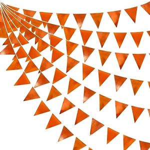 32Ft Orange Tissu M&eacute;tallique Fanion Banni&egrave;re Drapeau Guirlande Banderoles de D&eacute;coration de f&ecirc;te pour Anniversaire Bapteme Mariage dipl&ocirc;m&eacute; Retraite Automne Thanksgiving C&eacute;l&eacute;bration Suspendue Decor (MZY Co., Ltd, neuf)