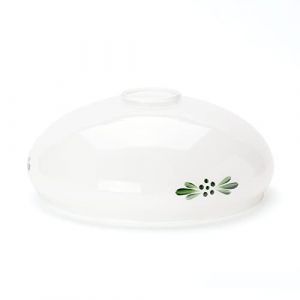 Abat-jour en verre de rechange 210 mm Blanc avec motif fleurs E27 Trou de la douille &Oslash; 42 mm Blanc Vert (leuchtenoutlet, neuf)