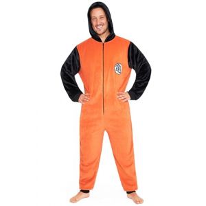 Dragon Ball Z Combinaison Pyjama Homme en Polaire avec Capuche - Cadeaux Dr&ocirc;les pour Lui (Orange/Noir, L) (Get Trend., neuf)