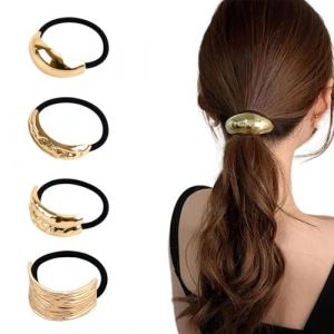COYUN 4 Pcs Manchette de Cheveux, Or Bijoux Cheveux, &Eacute;lastique Bijoux Cheveux, Chouchou Dor&eacute; &Eacute;lastiques, Elastique Cheveux pour Queue de Cheval Accessoire de Corde de Cheveux (HLWA RETAILS LTD UKSTORE, neuf)
